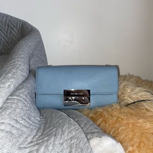 Michael Kors Sky Blue Wallet Crossbody Chain Bag